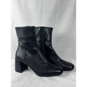 A New Day Womens Black Stretch Square Toe Block Heel Ankle Boots Size 8 NEW